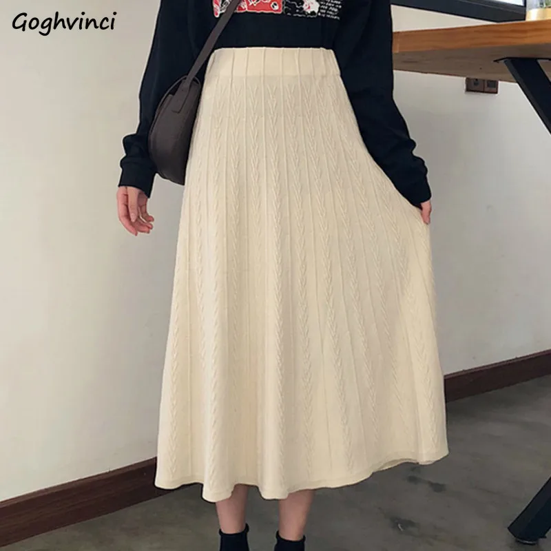 

Юбка женская трикотажная, до середины икры, с высокой талией