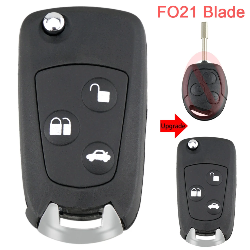 

3 Buttons Car Modified Flip Folding Remote Key Flip Fob Shell with FO21 Blade Fit for Ford Mondeo 2002-2012