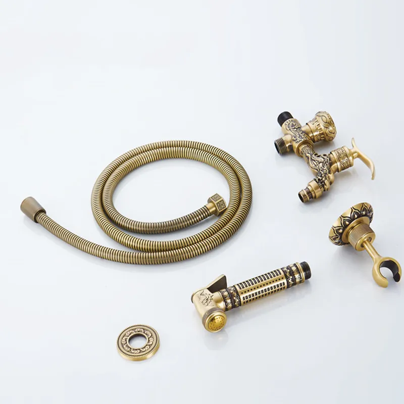 LIUYUE смеситель для биде античная латунь с цветочным узором одиночный Смеситель