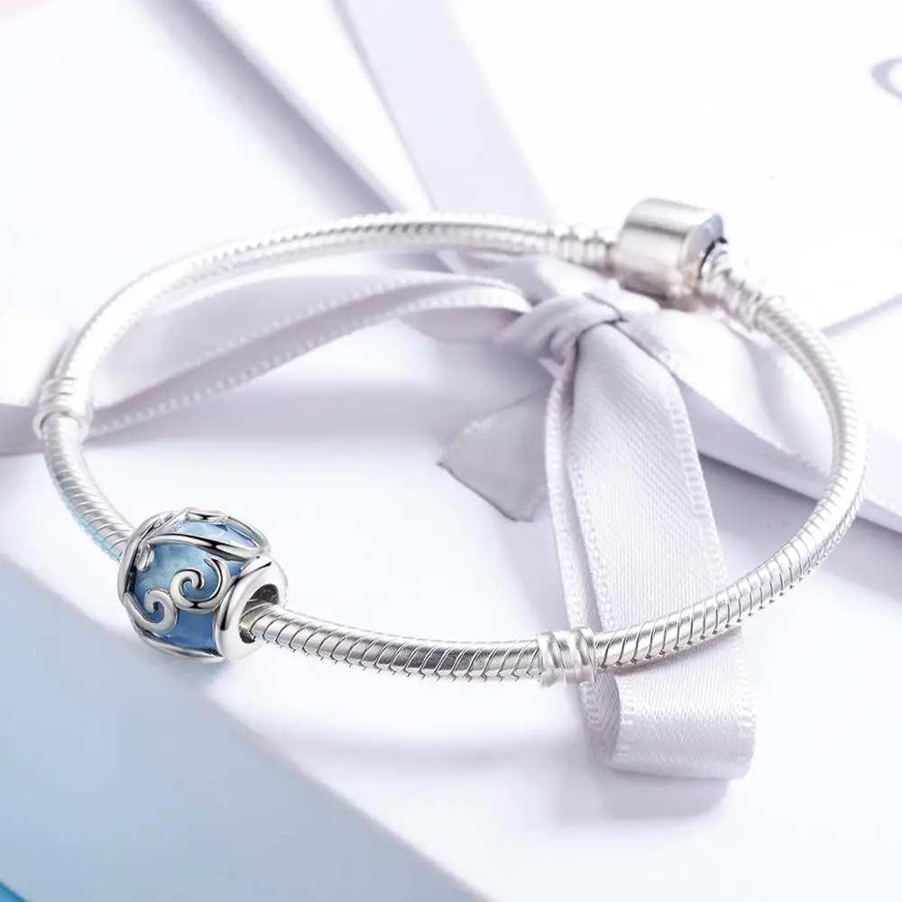 Горячая Распродажа 100% 925 пробы серебряный светильник с танцующими волнами Синий