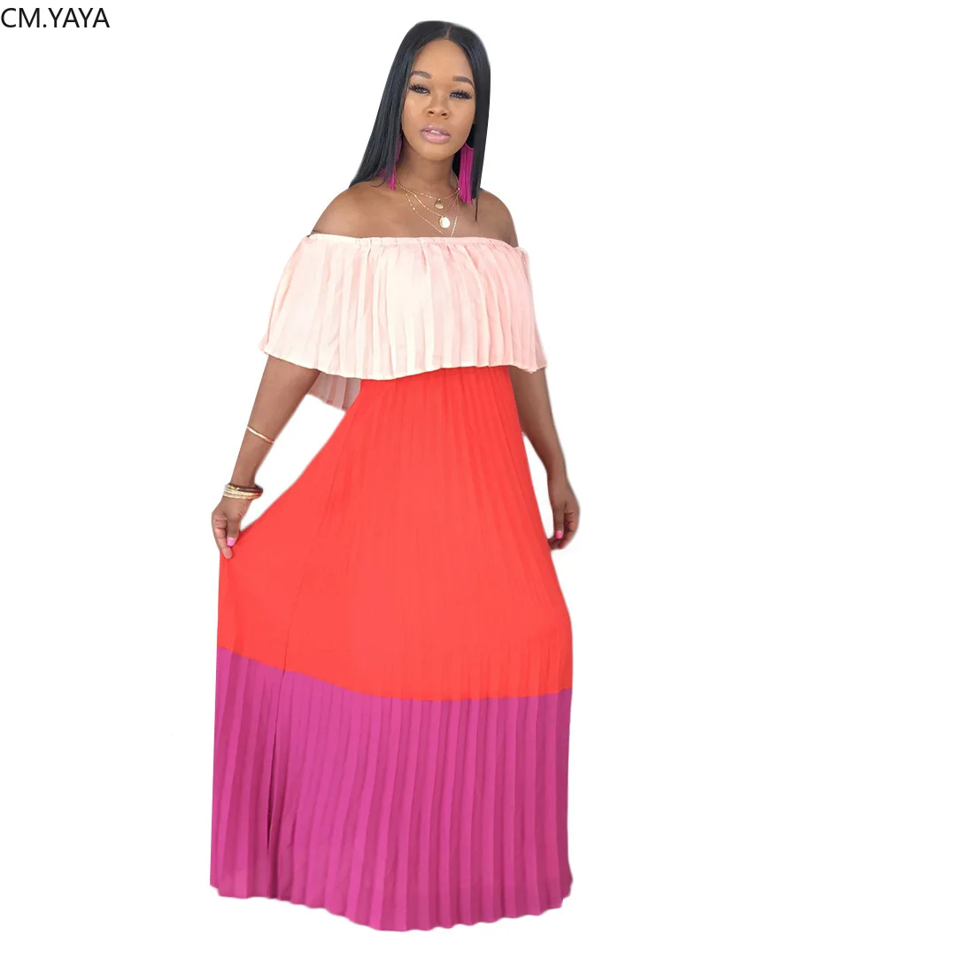 2019 женское летнее Плиссированное шифоновое свободное платье макси с коротким