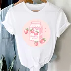 Женская футболка с принтом клубники, футболка в стиле 90-х с графическим принтом в виде молочного коробки, Милая футболка в стиле Харадзюку для девушек, летняя модная футболка с коротким рукавом, 2021