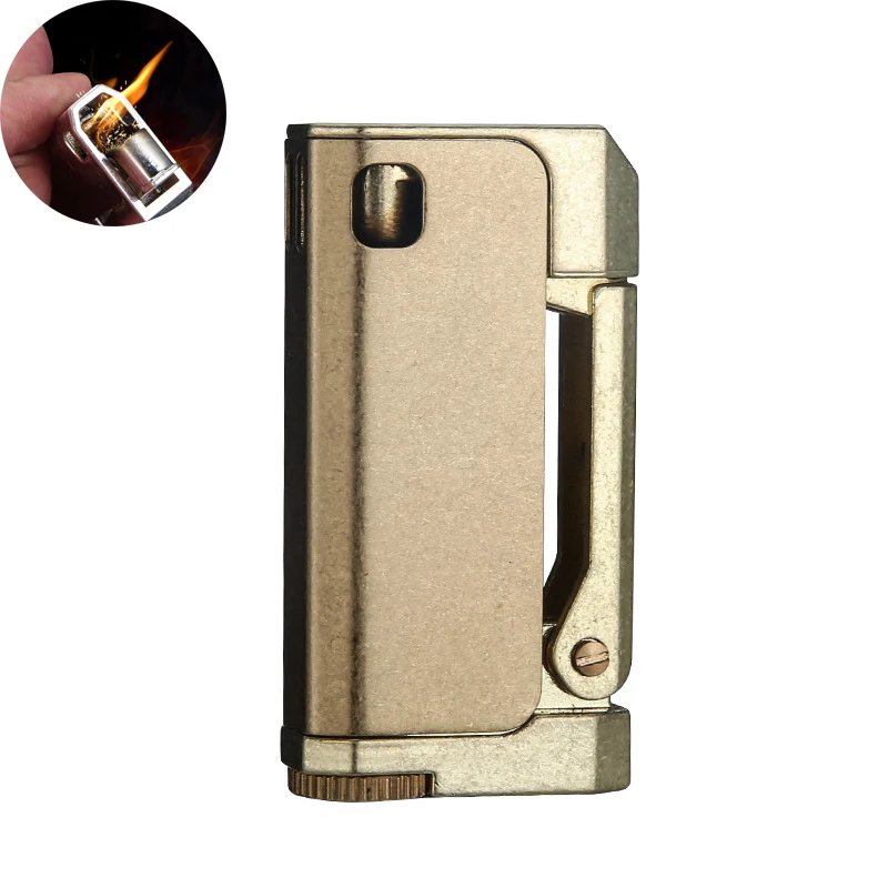 

Pure Copper Kerosene Lighter Flint Lighter Box Classic Retro Grinding Wheel Oil Petrol Windproof Gasoline Lighter Gifts For Men