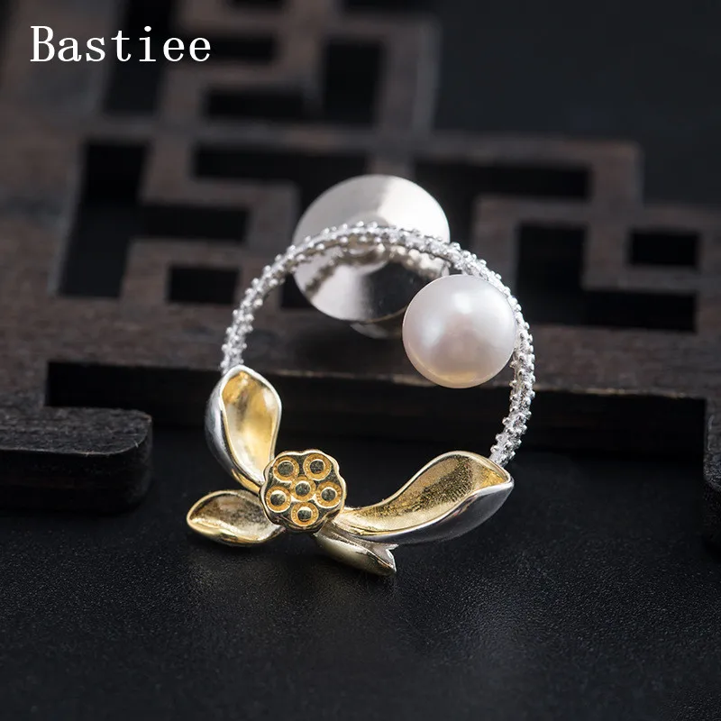 

Bastiee circle pearl brooch Plated Gold brooches for women silver 925 jewelry Lotus Flower hmong handmade luxury gifts