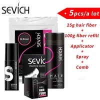 sevich hair building fiber hair loss product set 5 pcslot 25g keratin hair fiber 100g fiber refill spray applicator comb