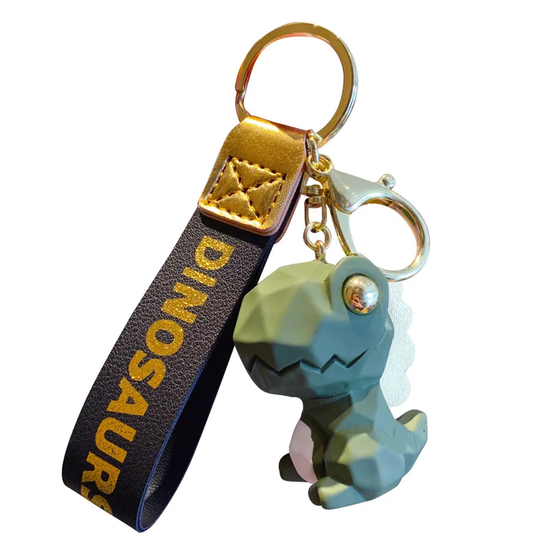 

Fashion Geometry Of The Dinosaurs Keychains PU Leather Dinosaur Key Chains for Women Bag Pendant Trinket Men's Car Pendant
