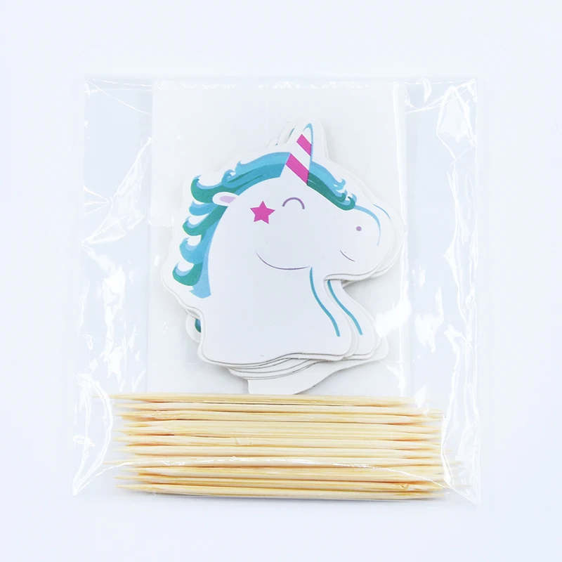 white unicorn 24 шт./компл. Единорог вечерние кекс фигурки жениха и невесты; для счастливых День рождения Baby Shower Детская вечеринка Декор детские товары для украшения торта - Цвет: white unicorn