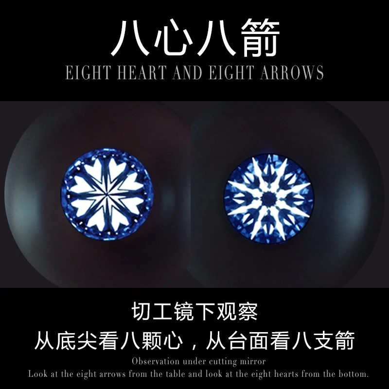 D Цвет Moissan алмаз свободный камень восемь сердец и стрел с GRA сертификат черная