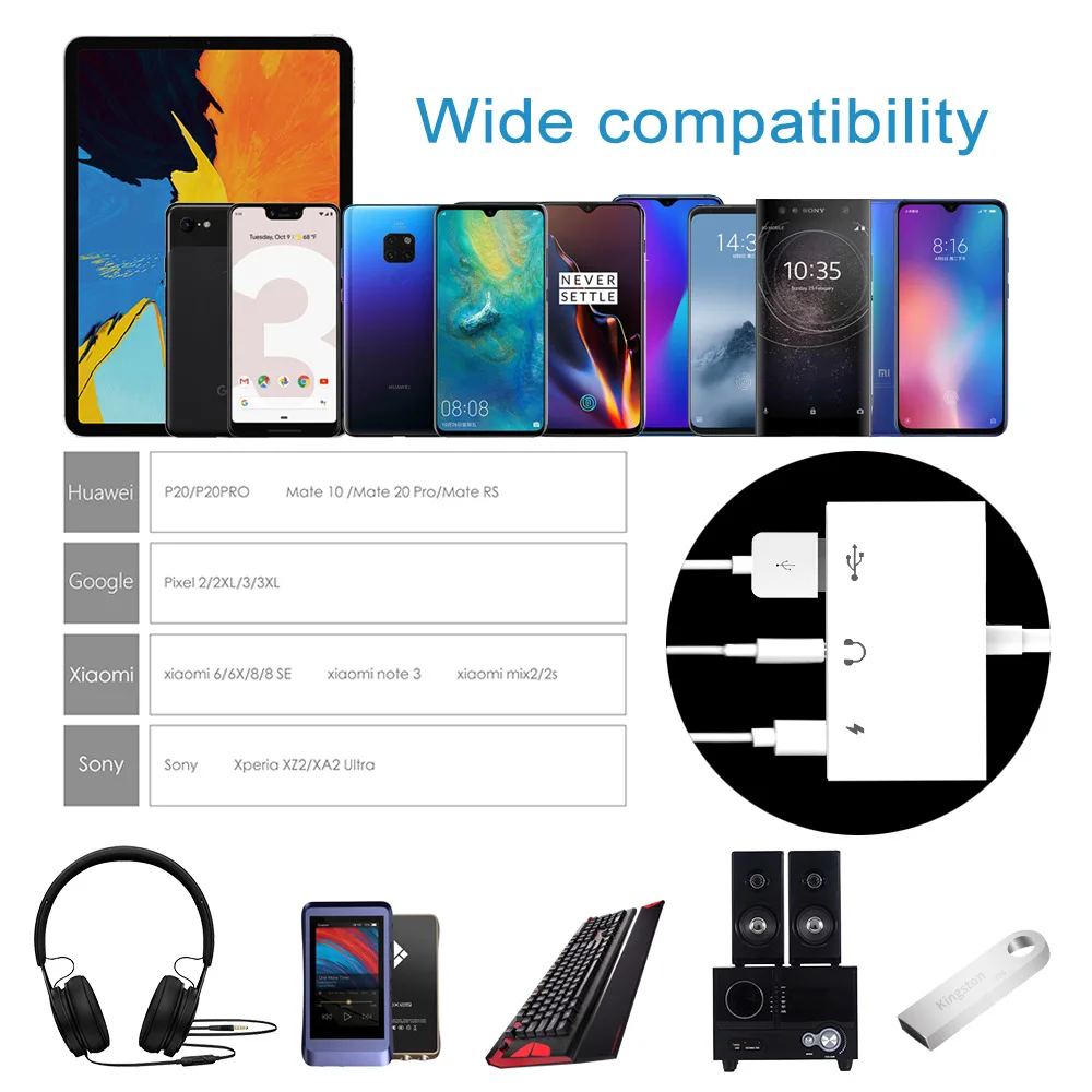 Переходник USBC с USB Type C на 3 5 мм разъем для наушников устройство чтения камеры OTG