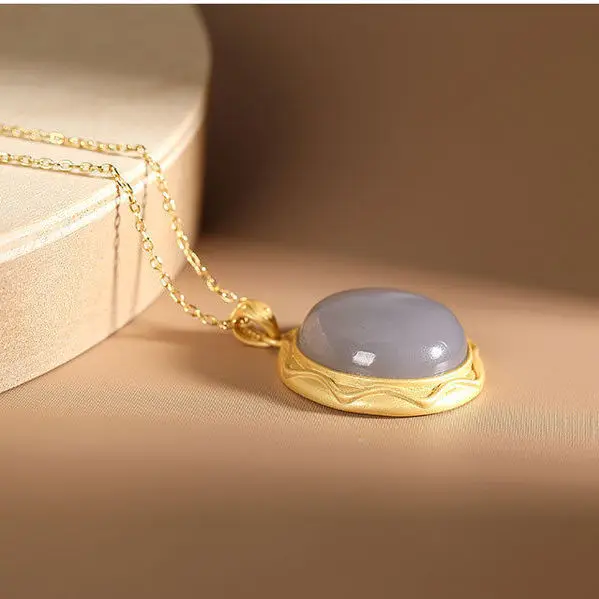 

2021 hot new style Original Natural Hetian Jade Smokey Violet Minimalist Creative Necklace High-End All-Match Ornament for Wo