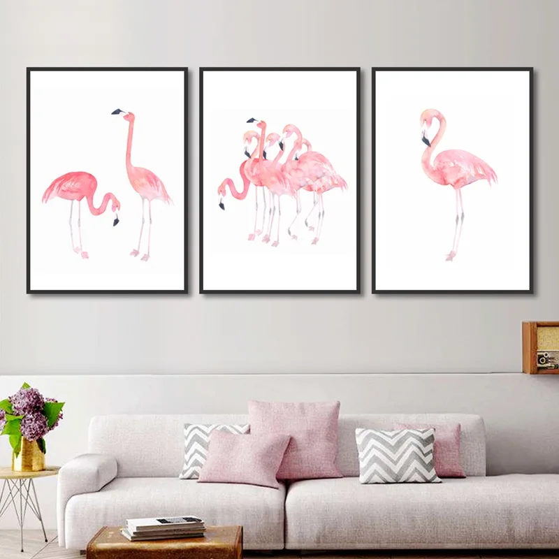 Розовый плакат Фламинго печать Картина на холсте дома стены искусства граффити