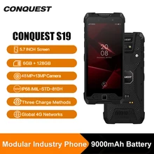Conquista s19 versão global ip68 à prova dip68 água áspero smartphone telefone móvel impressão digital face id 48mp câmera walkie talkie telefone (1)