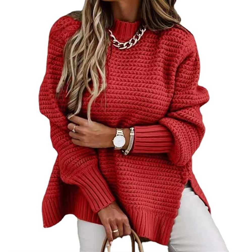 

High Waist Outdoor Harajuku Sweater Winter Warm Mock Neck Pullover Women's Casual Loose Blouse Coat Sweaters