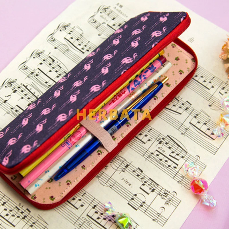 Милая кожаная сумка карандаш с цветочным рисунком маленький холщовый чехол