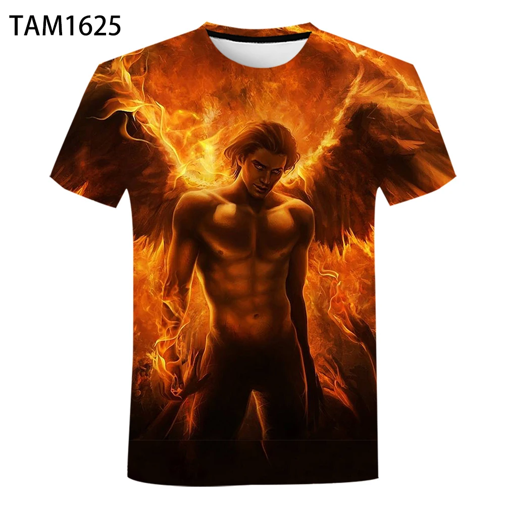 

2021 New Men's T-Shirt 3D Printing Lucifer Gothic Cartoon Short Sleeve