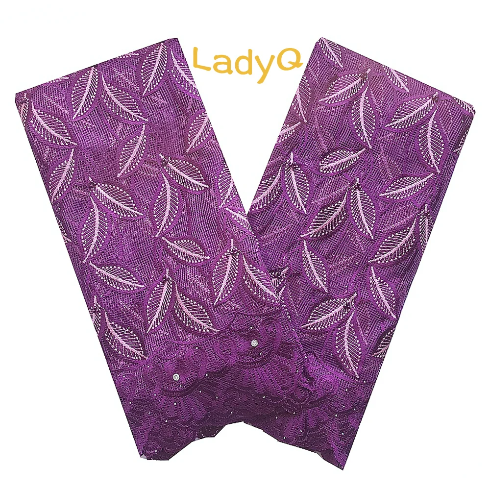 Пурпурное кружево ткань для свадьбы 2020 Африканское Ткань 5 ярдов водорастворимый