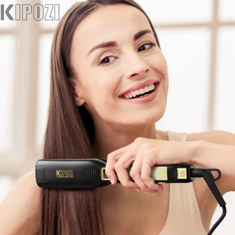 KIPOZI паровой выпрямитель для волос утюжок выпрямления Турмалин Керамика