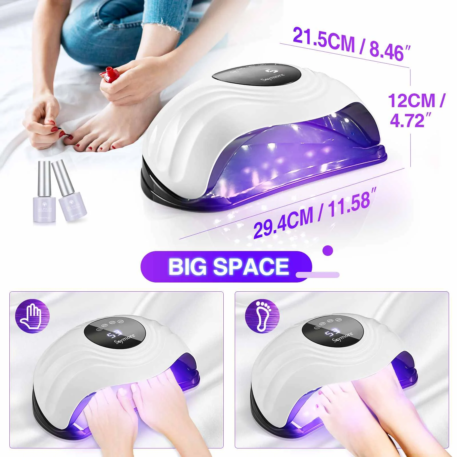 

UV LED Nail Lamp For Nails Dryer Manicure 4 Mode With Sensing LCD Display Curing Poly Nail Gel Polish for Fingernail and Toenail
