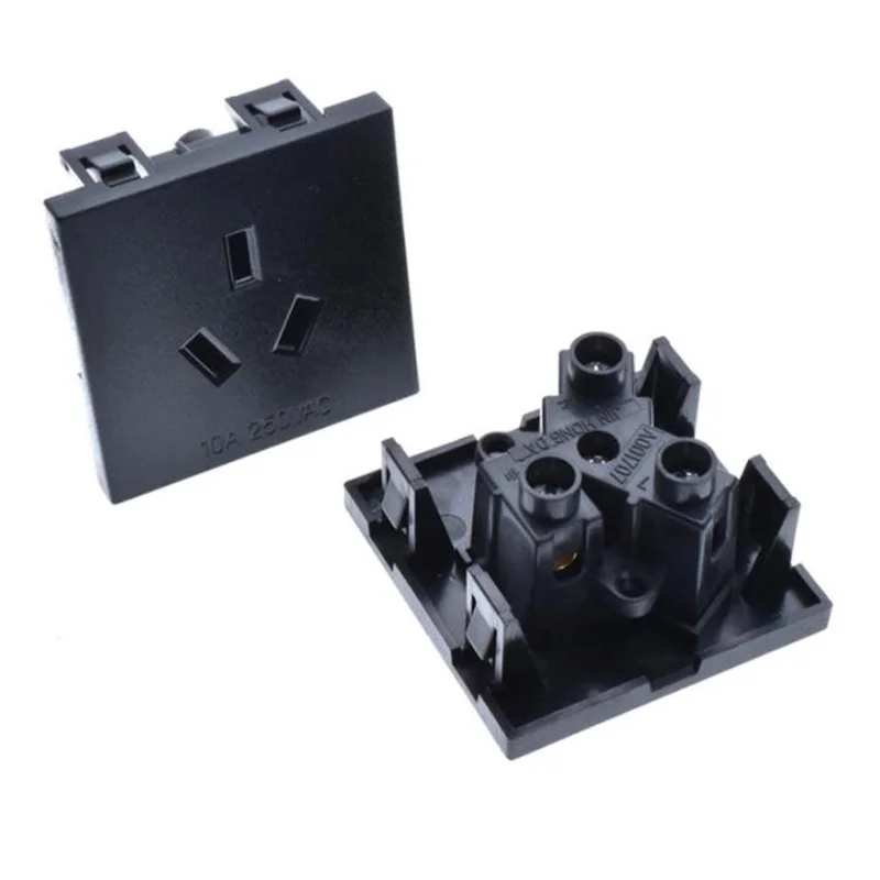 Черная медная квадратная электрическая розетка переменного тока 10 А 250 В