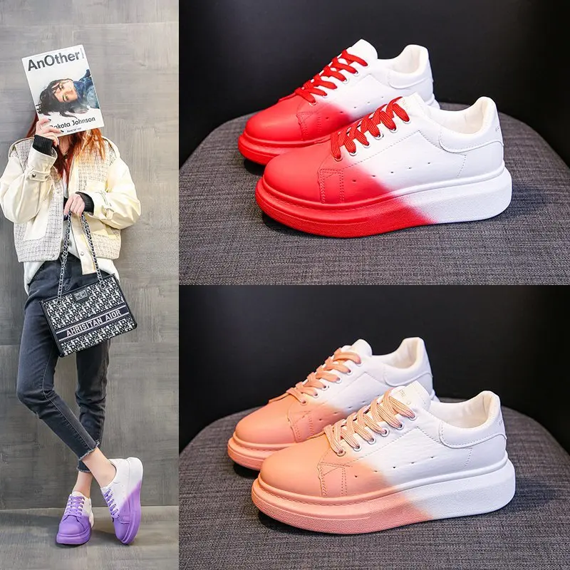 

Spring New Casual Shoes Woman Sneaker Platform Fashion New Woman Color Matching Lace Up Comfortable Vulcanized Shoes Woman Shoes