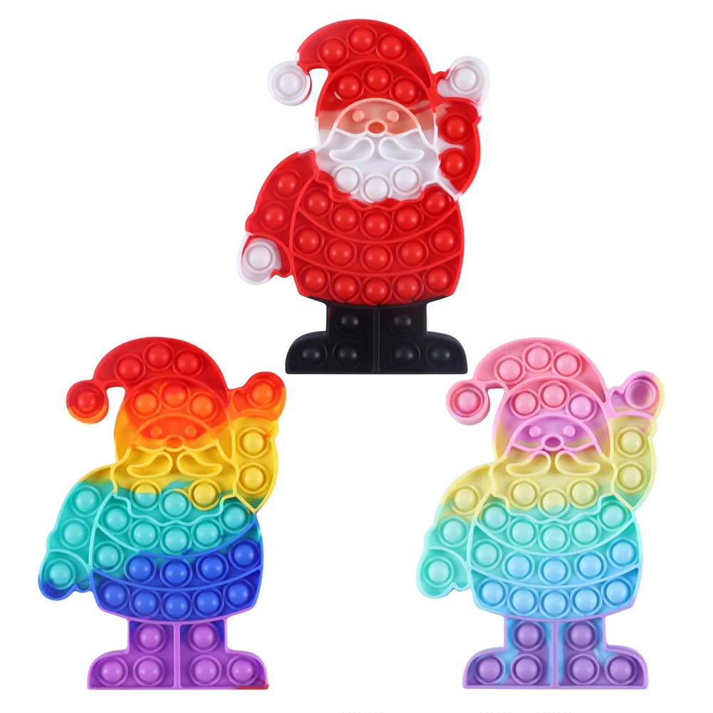 

Santa Claus Push Bubble Fingertip Toys Anti-Stress Set Stress Reliever Squeeze Crafts Adults Children Sensory Decompression Toys