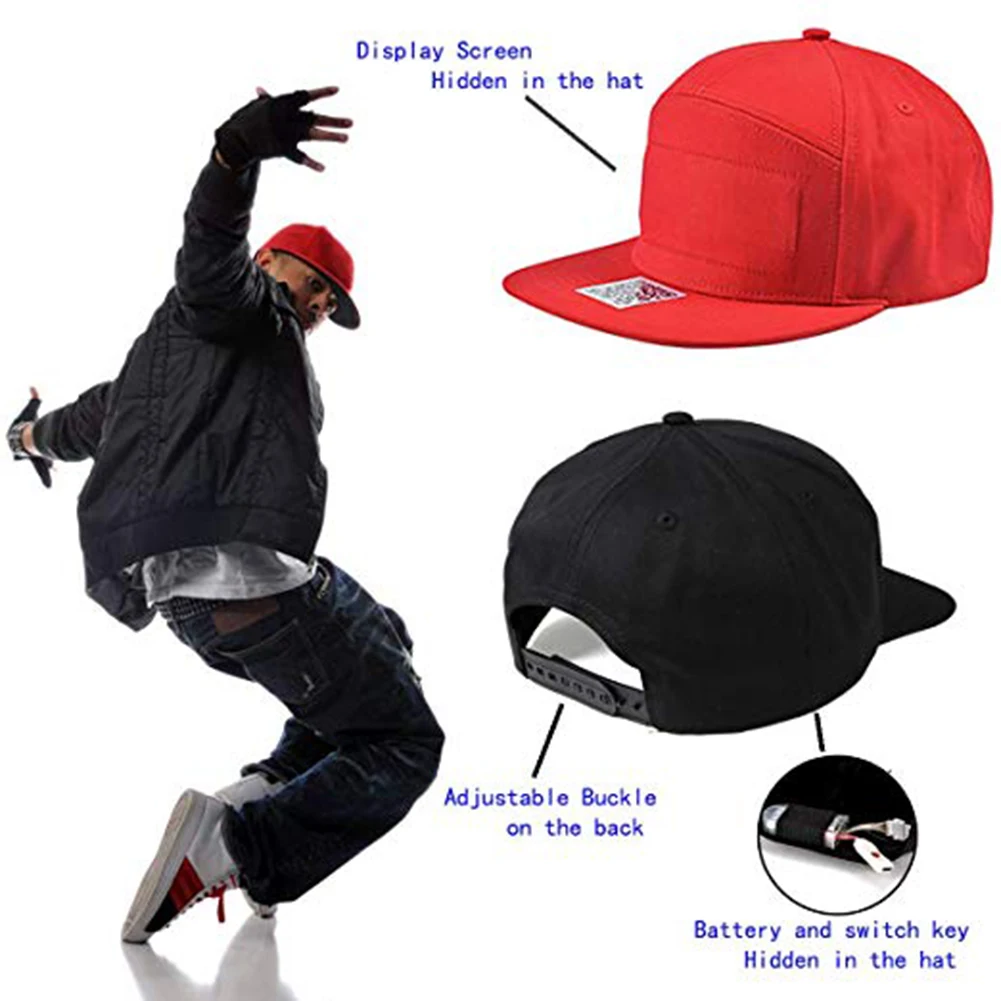 Светящаяся бейсболка со светодиодным дисплеем и поддержвечерние Bluetooth |