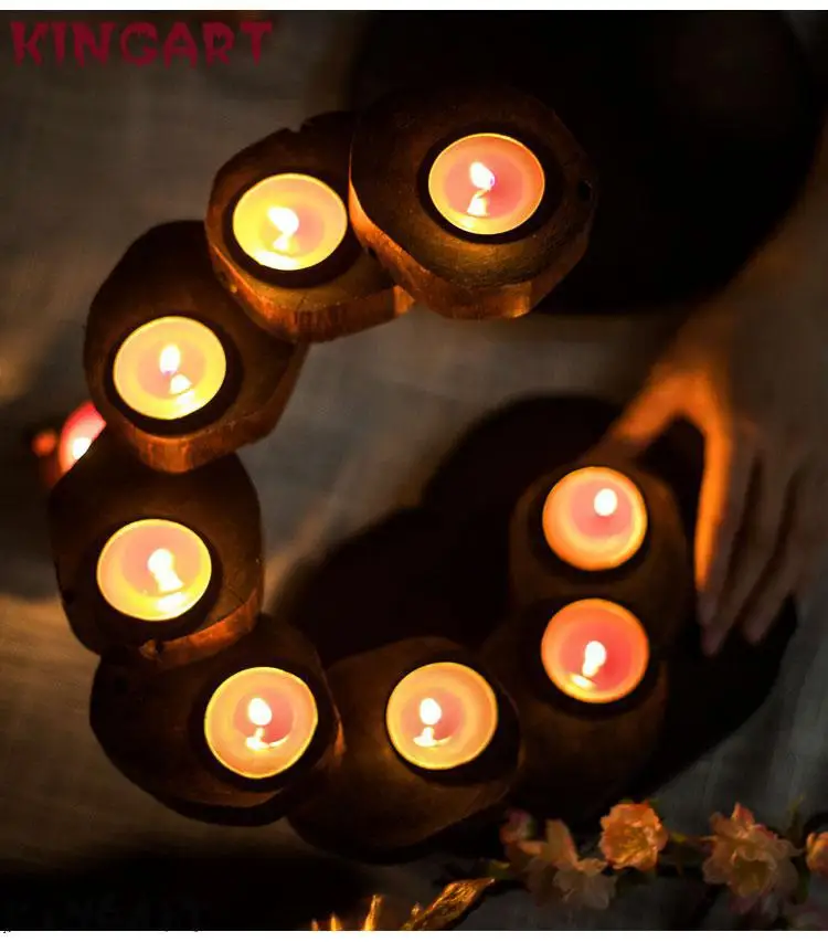 Деревянный подсвечник в стиле ретро Свадебный домашний декор светлый античный