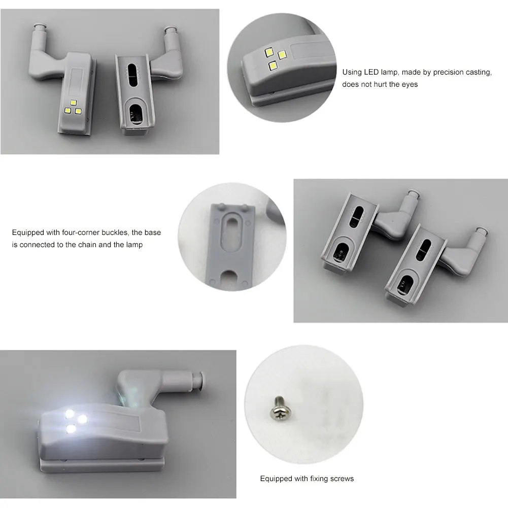 

10Pcs LED Cabinet Hinge Light Universal Wardrobe Sensor Light Cabinet Wardrobe Universal Cupboard Hinge Light (without Battery)