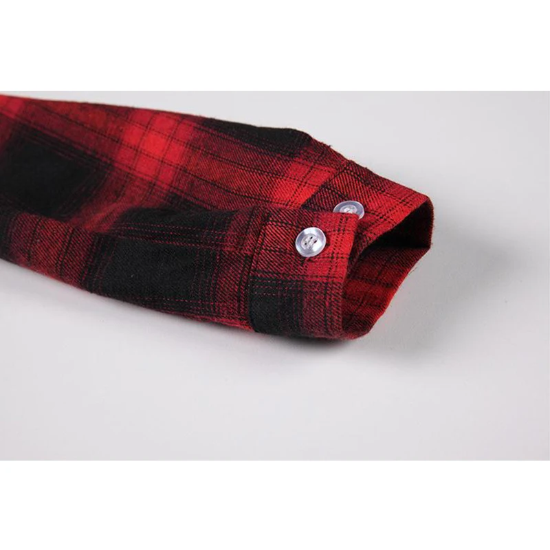 

Black&Red Plaid Oversized Blouse Women Streetwear Tide Shirts Female Harajuku Long Sleeve Casual Classic Couple Y2K Blusas Tops
