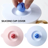 food grade silicone cup lids 10cm anti dust cup cover seal airtight mug lids with spoon holder heat resisting mug covers