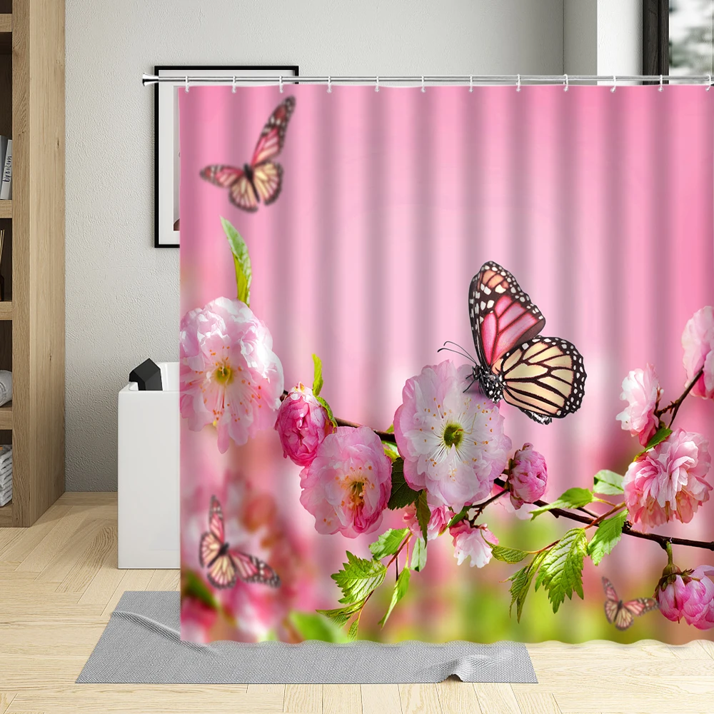 Занавеска для душа с розовыми цветами в форме сердца цветочные лепестки подарок
