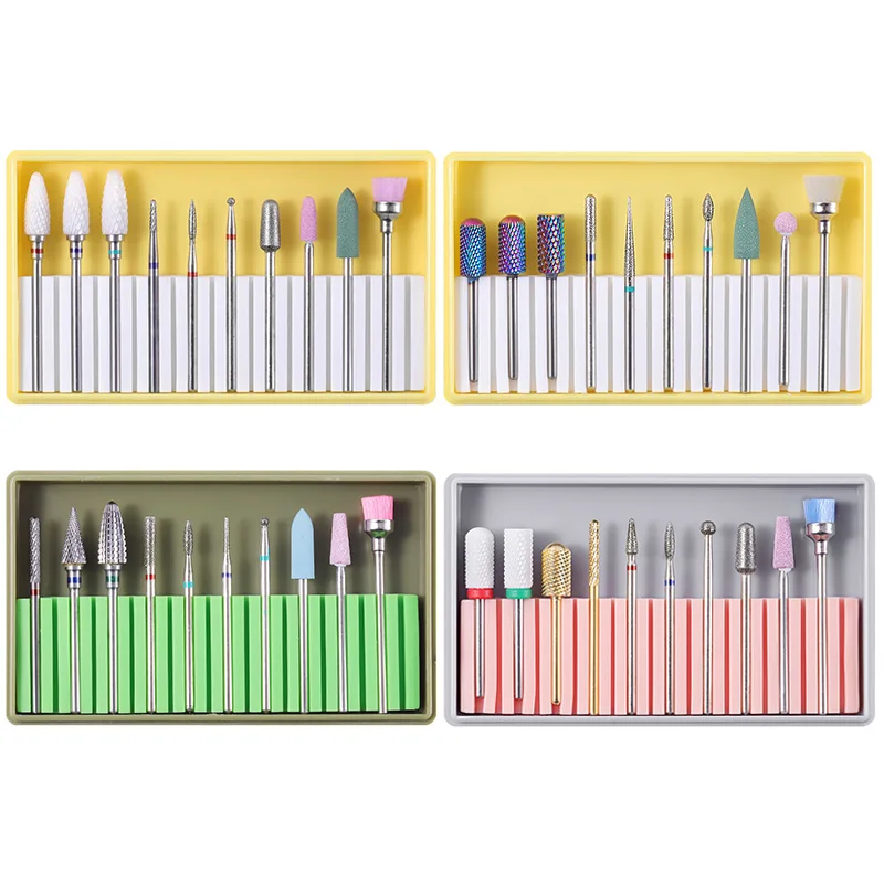 Набор фрез для маникюра набор из 10 керамических алмазных насадок и