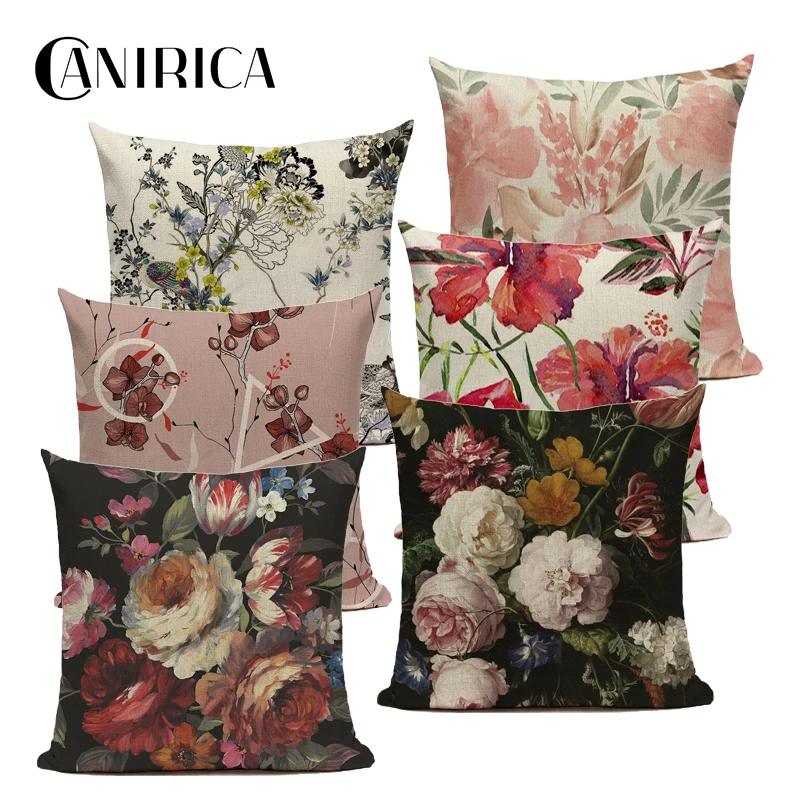 Цветочная наволочка CANIRICA роскошная для подушки гостиной декоративные масляная