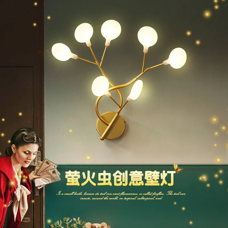 Современная простая светодиодная железная настенная лампа в виде светлячков