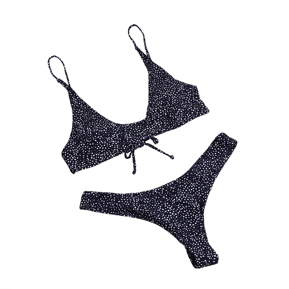 

Swimsuits Two Pieces Bathing Suit Padded Strappy Top Sexy Thong Bikini Set Polka Dot Women Swimsuit Summer Swimwear