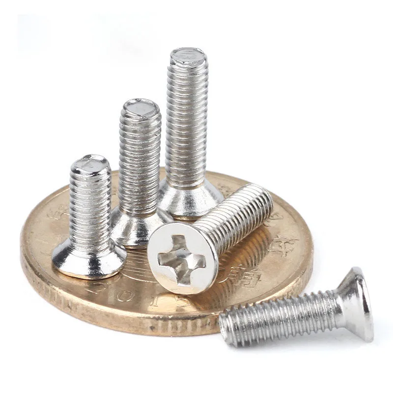 

M2 M2.5 M3 M4 Phillips Flat Head Machine screw Metric Threaded Countersunk Head Bolt Steel Nickel Plated