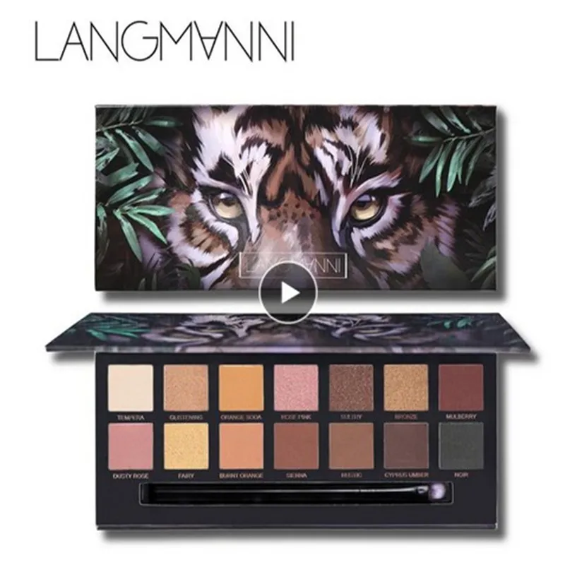14 Цвет Тигр тени для век Палитра косметических кистей макияжа Блеск Пигмент