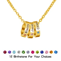 personalized family names birthstone necklace stainless steel names loop pendants necklace jewelry gift