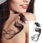 Временная тату-наклейка, красивая тату на плечо, русалка, лев, волк, череп, змея, дракон, тату, эскиз, женский водонепроницаемый боди арт
