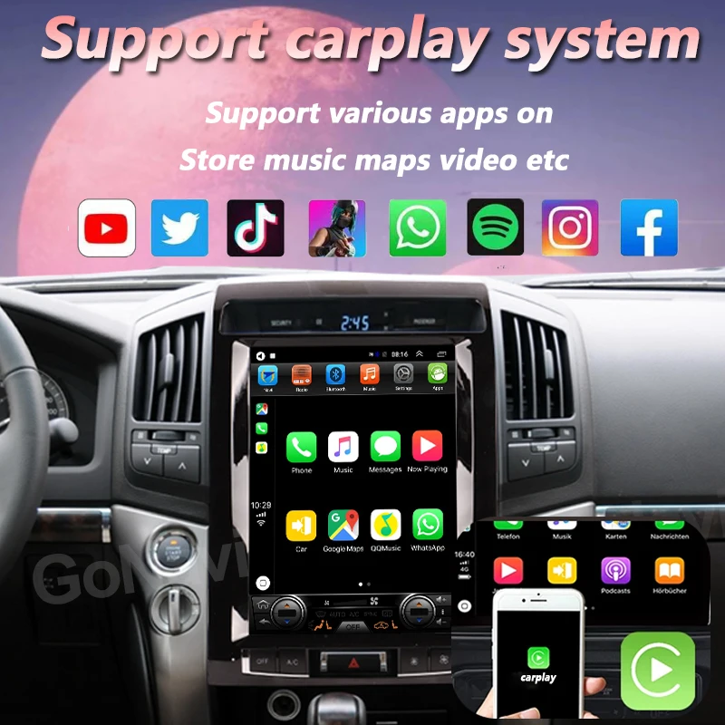 Автомобильная магнитола GoNavi для Toyota Land Cruiser Android 11 аудио DVD MP5 интеллектуальная