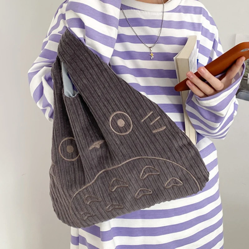 Corduroy Handbag Women Large Capacity Soft Cute Tote Bags Girls Korean Fashion Casual Phone Change Storage Handbags Female MO424