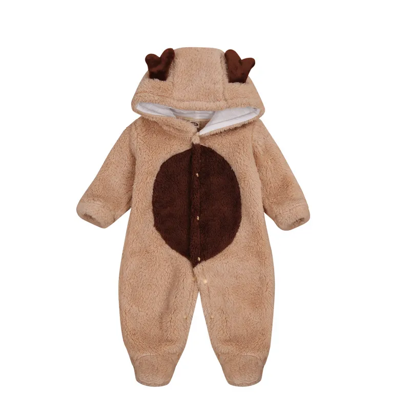 

Baby Boys Girls Hooded Jumpsuit, Cute Cartoon Deer Long Sleeve Creepers Bodysuit Outfits