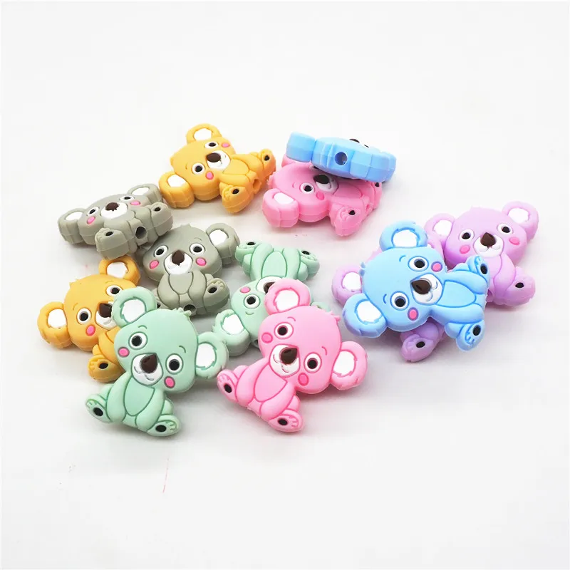 Chenkai 500PCS BPA Free Silicone Koala Teether Beads DIY Animal Cartoon Baby Chewing Pacifier Dummy Sensory Toy Accessories