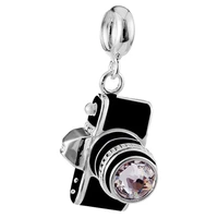 hot sale 925 silver color black camera charm beads fit original pandora bracelet pendant necklace jewelry gifts for ladies