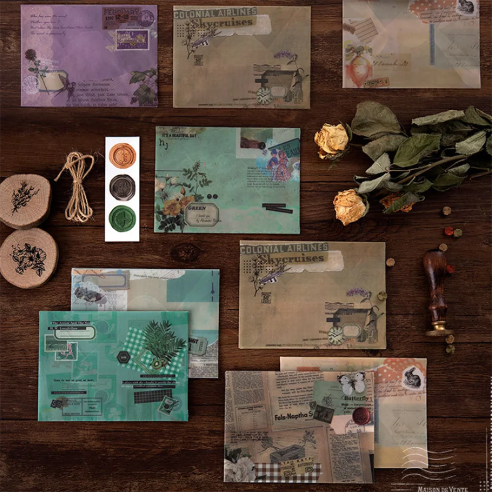 3 шт винтажные полупрозрачные кислотные бумажные конверты с буквенным принтом