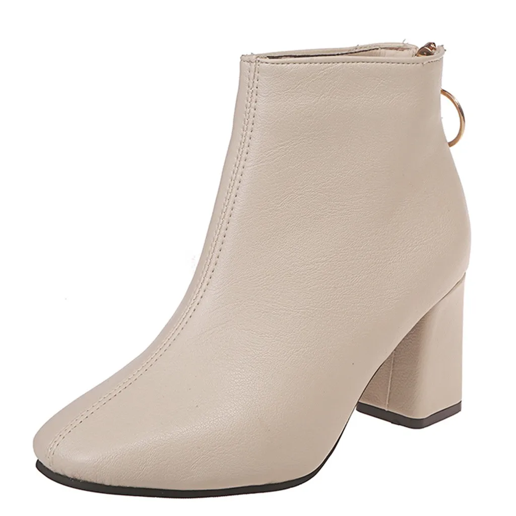 Ботильоны 2019 г. женские зимние Ботинки Зимняя обувь на высоком квадратном