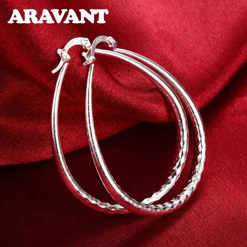 

2021 New Arrival 925 Silver Oval Hoop Earrings For Women Wedding Silver Jewelry