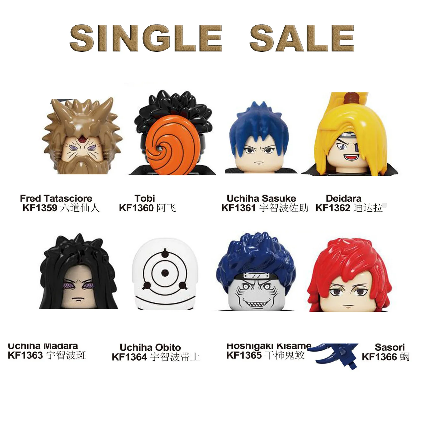 

KF6118 Narutos Fred Tatasciore Tobi Uchiha Sasuke Deidara Mini Figure Bricks Building Blocks Diy Assembled Model Toys