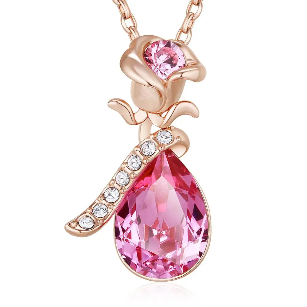 Ожерелье Warme Farben с кристаллами Swarovski для женщин, европейская Роза, Хрустальная подвеска, ожерелье, хорошее ювелирное изделие, колье - Цвет камня: Красный