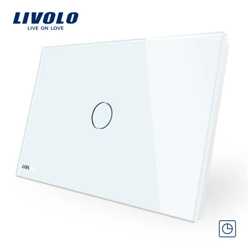 White Livolo 30S таймер переключатель задержки, стандарт AU/US, сенсорный выключатель, белая Хрустальная стеклянная панель, настенный светильник переключатель управления, переключатель таймера - Цвет: White
